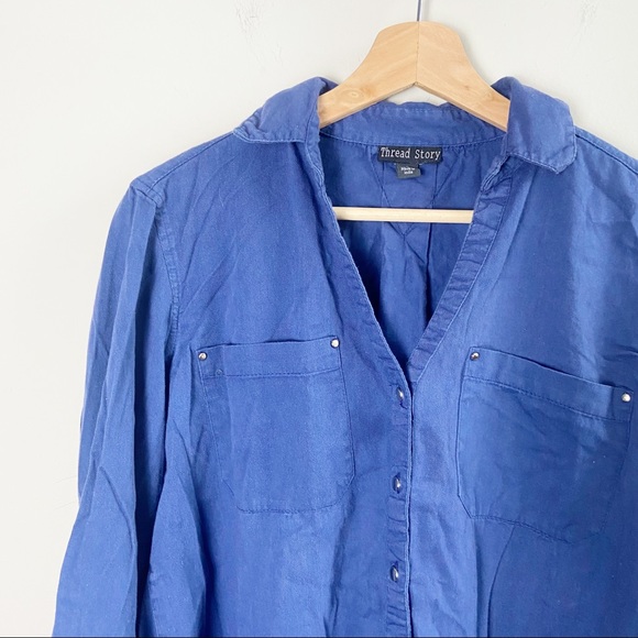 Thread Story Dark Blue Button Down Shirt - Picture 2 of 6